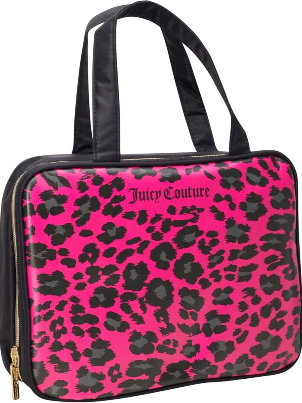 Hot Pink & Black Leopard Print Makeup Bag | Stylish Weekender Tote for Travel